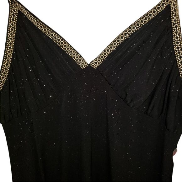 Eva Blue Juniors Black Sleeveless Gold Detail Sparkle Party Dress - Picture 3 of 9